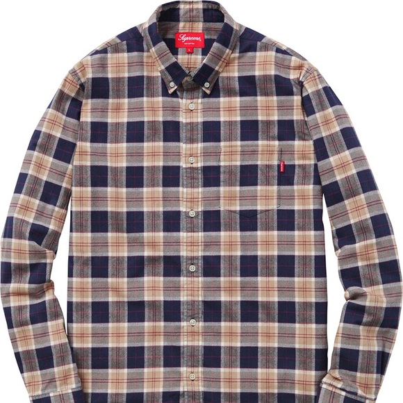 SUPREME NY Mens Cotton Flannel Shirt Fall/Winter 2015 Rare M - Picture 1 of 1